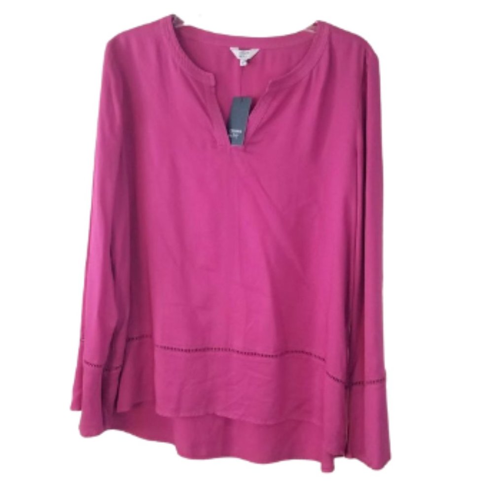 CROWN & IVY Pink Pullover Blouse NWT - Women's L